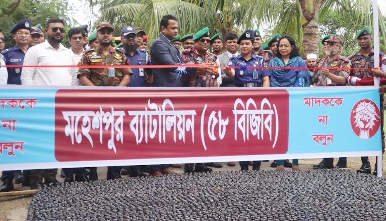 মহেশপুরে ৩৫ কোটি টাকার ভারতীয় মাদকদ্রব্য ধ্বংস